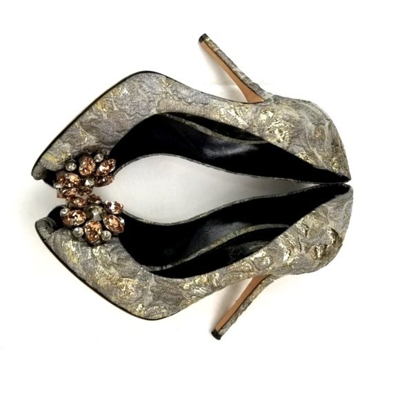 Dolce Gabbana Metallic Jacquard Crystals Heels  Pumps 40 M - Picture 5 of 7